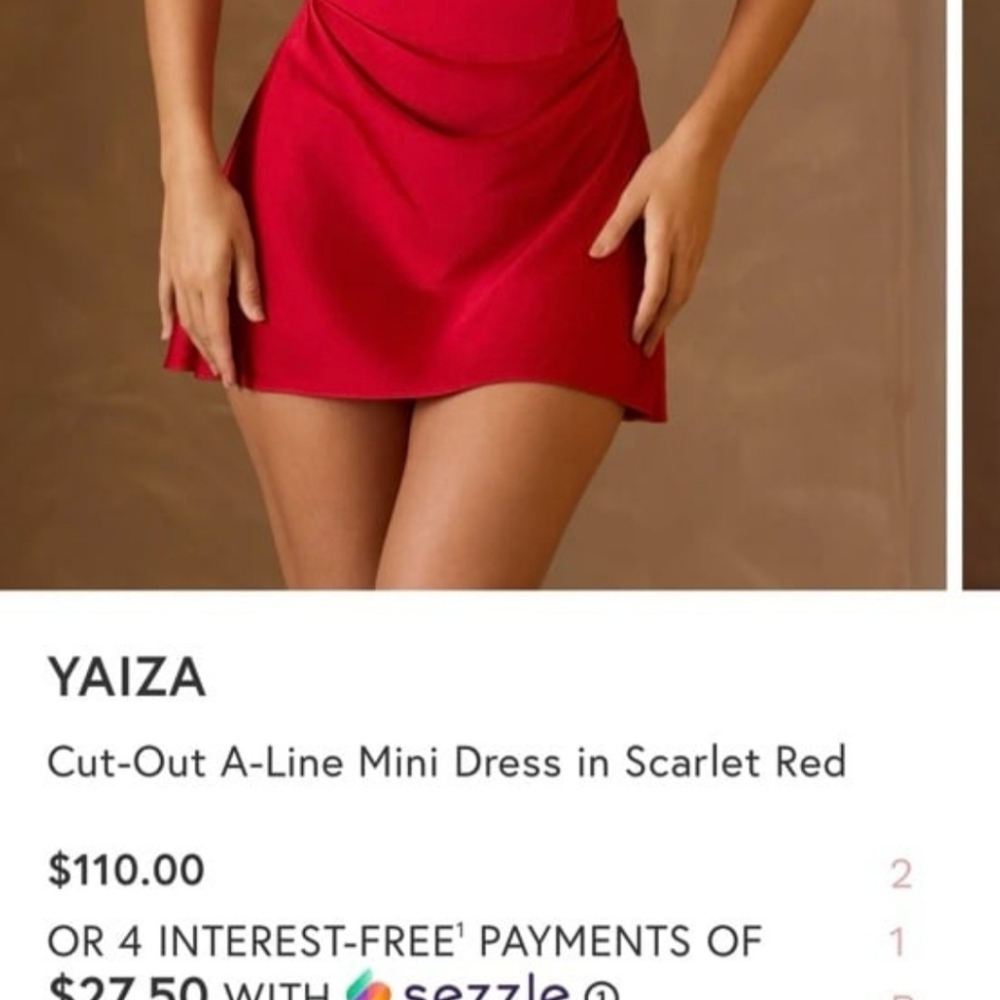 Oh Polly Elegant Red Plunge Mini Dress Yaiza - Picture 3 of 5